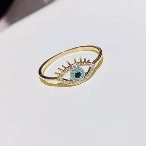 Dainty evil eye ring gold multiple sizes